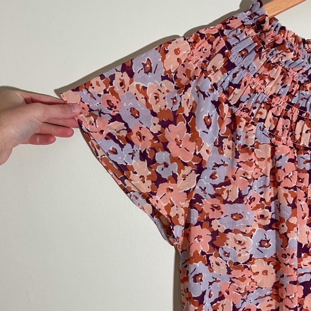 Madewell Smocked Mock Neck Top in Floral Breeze - Picture 4 of 6